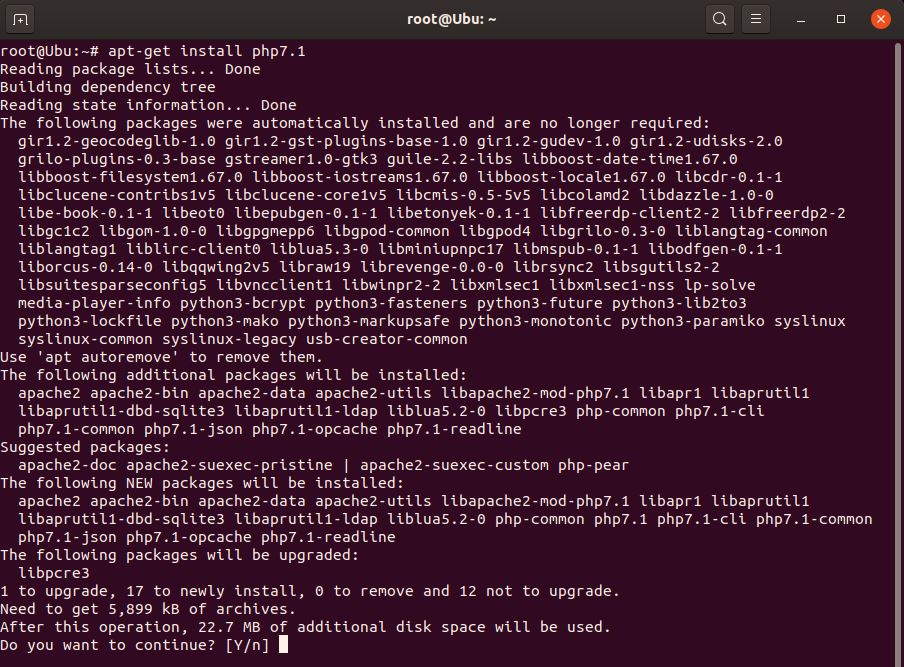 apt installing php7.1 on Ubuntu